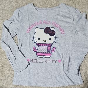 Hello Kitty Sparkle Gray and Pink Long Sleeve Tee